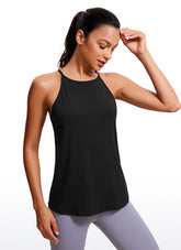 Hip Length High Neck Halter Tank