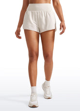 Feathery-Fit Soft Ruffled Trim Shorts 3''