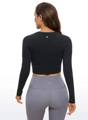 Brushed High Neck Cropped Long Sleeve