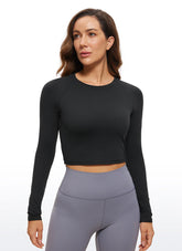 Brushed High Neck Cropped Long Sleeve