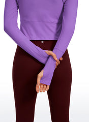 Brushed Half Zip Cropped Long Sleeve