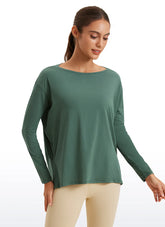 Pima Cotton Boat Neck Long Sleeve