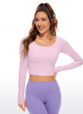 Butterluxe Scoop Neck Cropped Long Sleeve