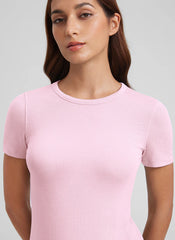 Modal Crew Neck Ribbed Short Sleeve