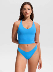 V Neck Criss Cross Back Crop Tankini