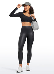 Faux Leather Back Pocket Legging 25"