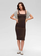 Butterluxe Square Neck Side Split Midi Dress