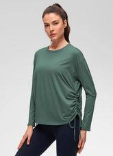 Pima Cotton Hip Length Ruched Long Sleeve
