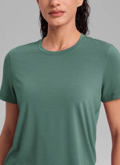 Quick Dry Crewneck Hip Length Short Sleeve