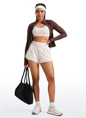 Feathery-Fit Soft Ruffled Trim Shorts 3''