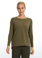 Pima Cotton Boat Neck Long Sleeve