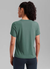 Quick Dry Crewneck Hip Length Short Sleeve