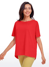 Pima Cotton Boat Neck Short Sleeve