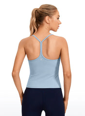 Butterluxe Waist Length Y Back Built in Bra Tank