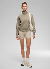 Fleece Lined Half Zip Funnel neck Sweatshirt