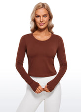 Brushed Thumbhole Cropped Long Sleeve