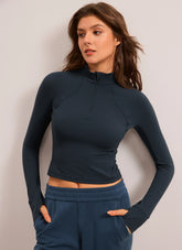 Butterluxe Half Zip Cropped Long Sleeve