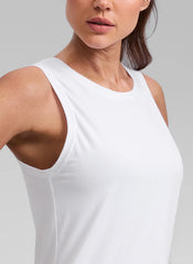 Poly Cotton-Blend Open Split Back Tank