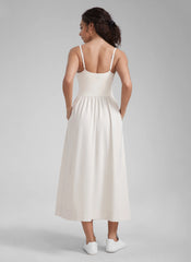 Square Neck Sleeveless Pocket Dress