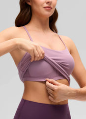Butterluxe Waist Length Y Back Built in Bra Tank