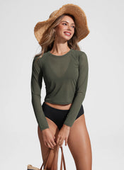 Cover Up Mesh Cropped Long Sleeve