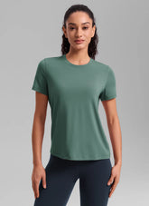 Quick Dry Crewneck Hip Length Short Sleeve