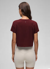 Pima Cotton Crew Neck Cropped Short Sleeve
