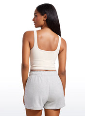 Ribbed Henley Neck Built in Bra Tank