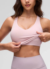 Butterluxe V Neck Racerback Shelf Bra Tank