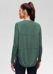Pima Cotton Hip Length Ruched Long Sleeve