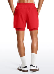 Feathery-Fit 2 in 1 Athletic Shorts 5''- with Pockets & Long Liner