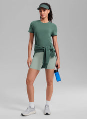 Quick Dry Crewneck Hip Length Short Sleeve