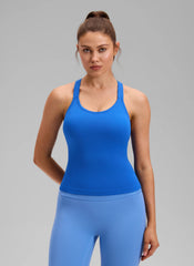 Seamless Racerback Built in Bra Ribbed Tank