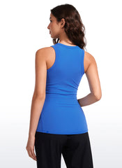 Hip Length High Neck Ribbed Racerback Tank