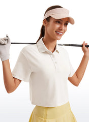 3 Button Collared Cropped Quick Dry Polo