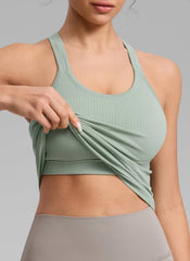 Seamless Racerback Built in Bra Ribbed Tank