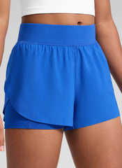Feathery-Fit Soft Girls 2 in 1 High Rise Dolphin Lined Shorts 2.5''
