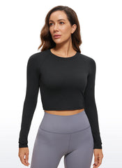 Brushed High Neck Cropped Long Sleeve
