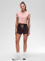 Pima Cotton Crew Neck Cropped Short Sleeve