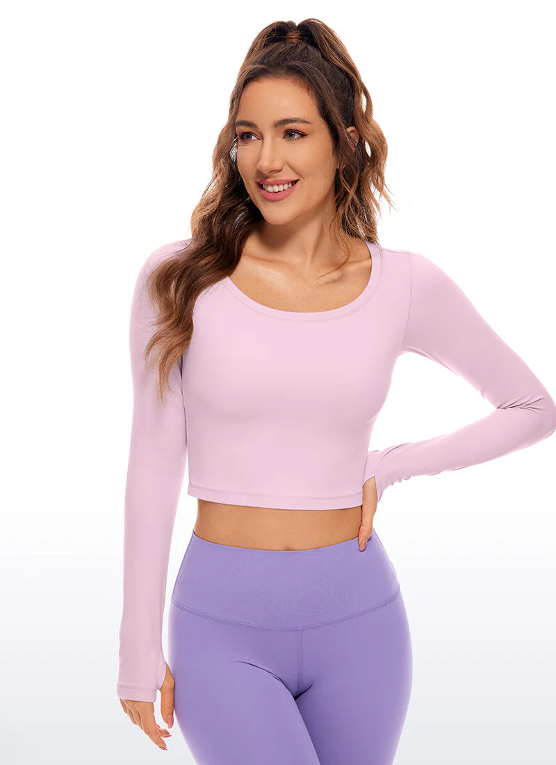 Butterluxe Scoop Neck Cropped Long Sleeve