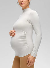 Cloud Jersey Maternity Mock Neck Ruched Shirt