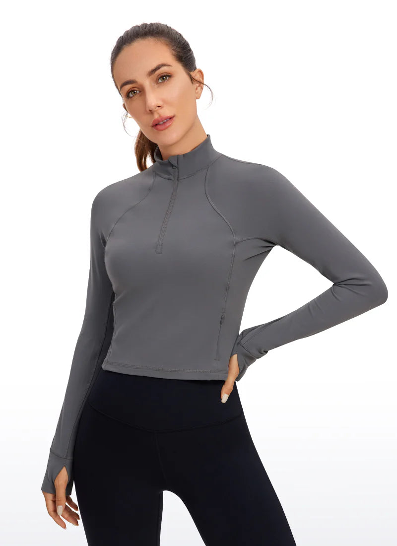 Butterluxe Half Zip Cropped Long Sleeve
