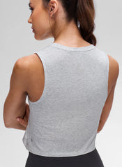 Pima Cotton Crewneck Crop Tank