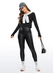 Matte Faux Leather Leggings 25''- Seamless Waistband