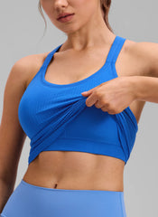 Seamless Racerback Built in Bra Ribbed Tank