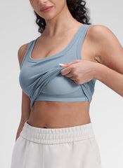 Ribbed U Neck Built in Bra Tank