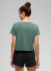 Pima Cotton Crew Neck Cropped Short Sleeve