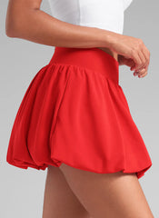 Feathery-Fit Soft Bubble Hem Balloon Ruffle Skort