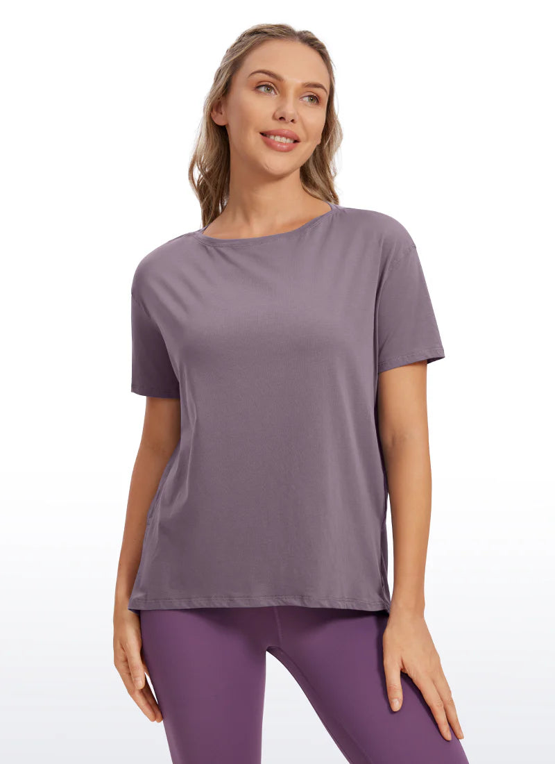 Pima Cotton Boat Neck Short Sleeve