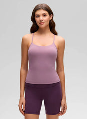 Butterluxe Waist Length Y Back Built in Bra Tank